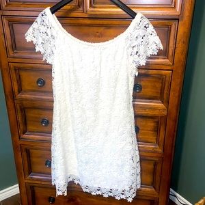 White Ralph Lauren lace eyelet dress.
